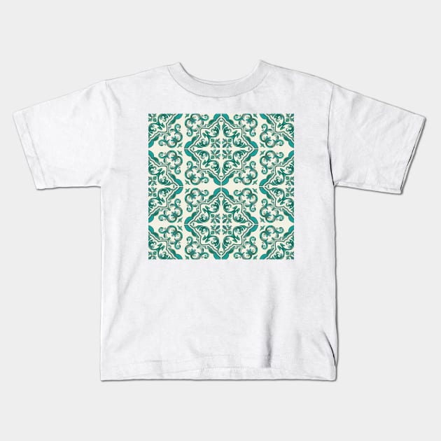 Turquoise Tiles Kids T-Shirt by matise